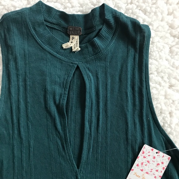 NWT Free People Faye Ribbed Tank in Turquoise - Picture 3 of 3